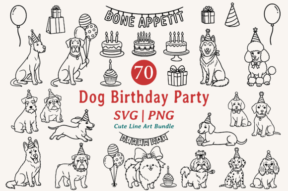 Adorable Dog Birthday Party SVG Clipart for Crafting