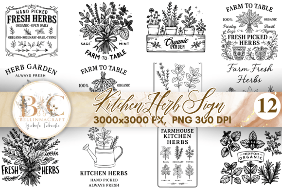 Bring Rustic Elegance to Your Crafts with Kitchen Herb Sign SVG Bundle