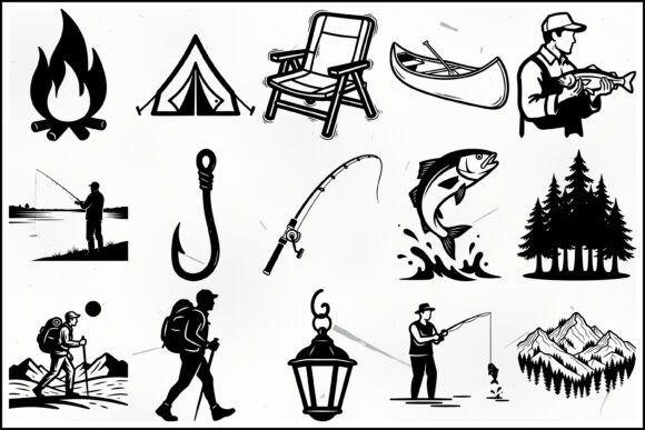 Camping Fishing Outdoor SVG Bundle for Adventure Crafts