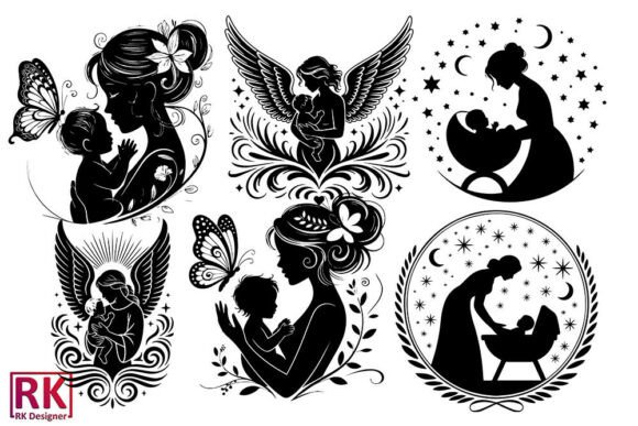 Celebrate Mom: Elegant Silhouette Design for Heartfelt Crafts