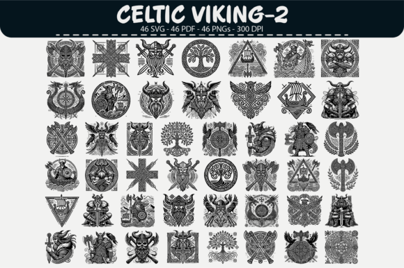 Celtic Viking Vector Set: 46 Detailed Designs