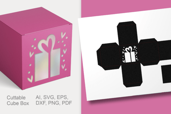 Charming Cube Favor Box with Gift Window Template