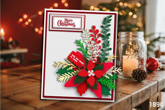 Christmas Poinsettia Gift Card SVG: A Seven-Layered Design for Festive Crafting