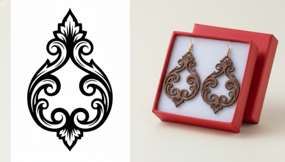 Create Elegant Jewelry with Ornamental Teardrop Earring Laser Cut