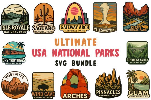 Explore America's Landscapes with Vintage SVG Art