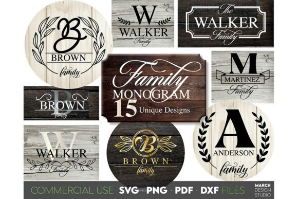 Family Name Monogram Svg Png Bundle