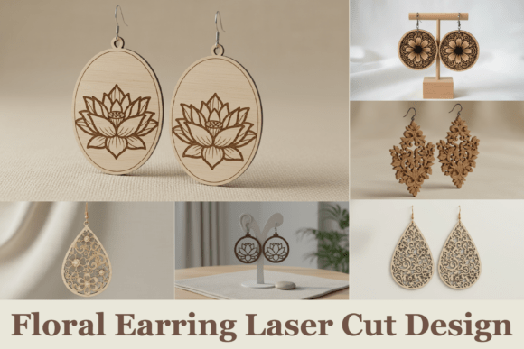 Flower Art Earring Designs: A Laser-Cut Bundle for Creators