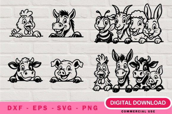 Funny Farm Animals Peeking SVG Bundle: Whimsy for Your Crafts