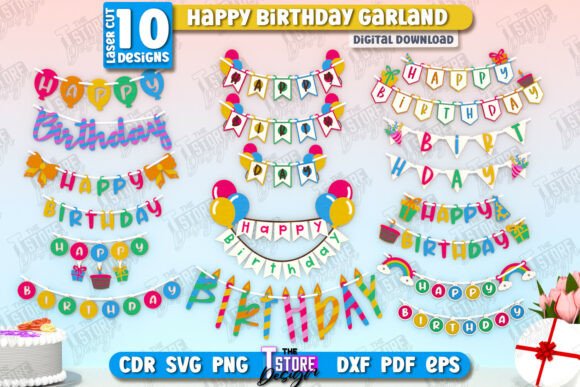 Happy Birthday Garland Laser Cut Bundle