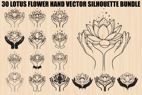Lotus Flower Hand Bundle: Symbolic SVG Cut Files for Crafting