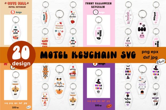 Motel Keychain Bundle Autumn Motel SVG PNG EPS DXF JPG