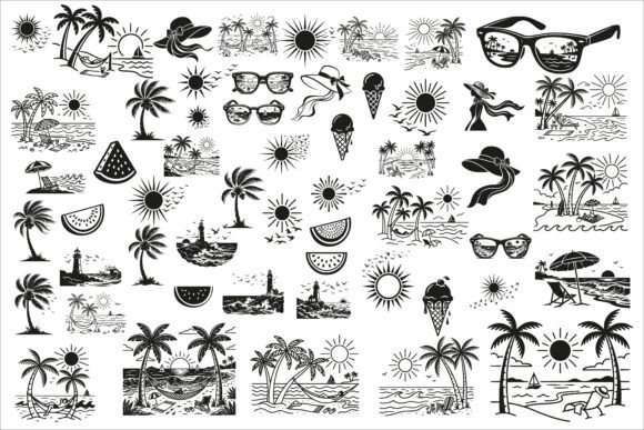 Summer Beach Vacation Elements for Creative Projects
