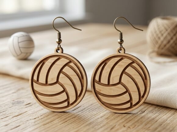 Volleyball Earring Laser Cut Design